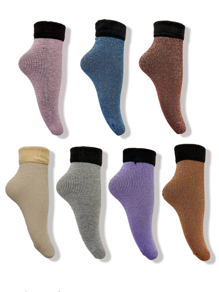 Belle Com'Elle - Wholesale Sock Slippers - Women's - Shiny fleece socks/W138851