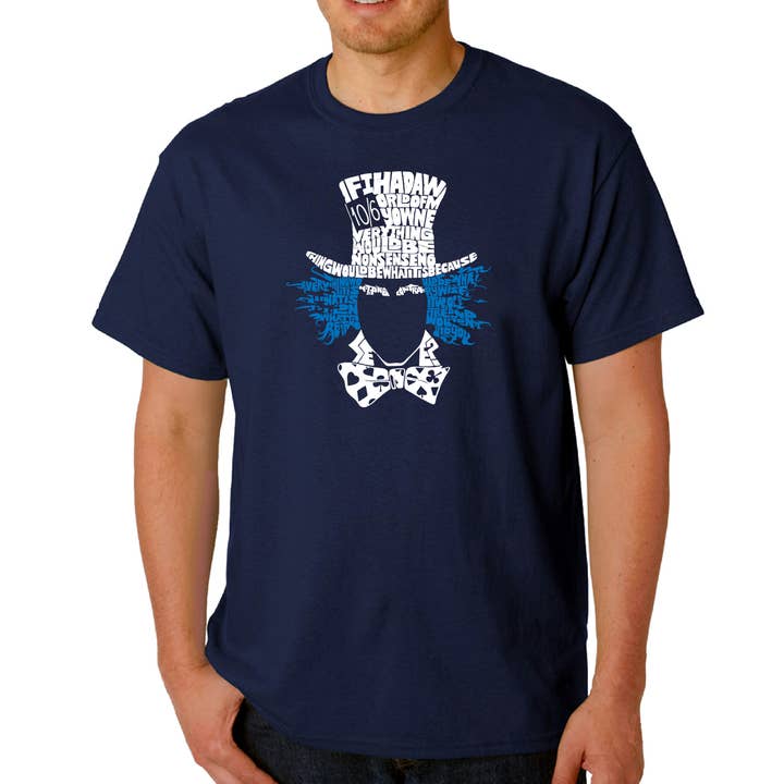 LA Pop Art - Wholesale Screen Printed T-Shirt - Men's - LA Pop Art Men's Word Art T-shirt - The Mad Hatter1