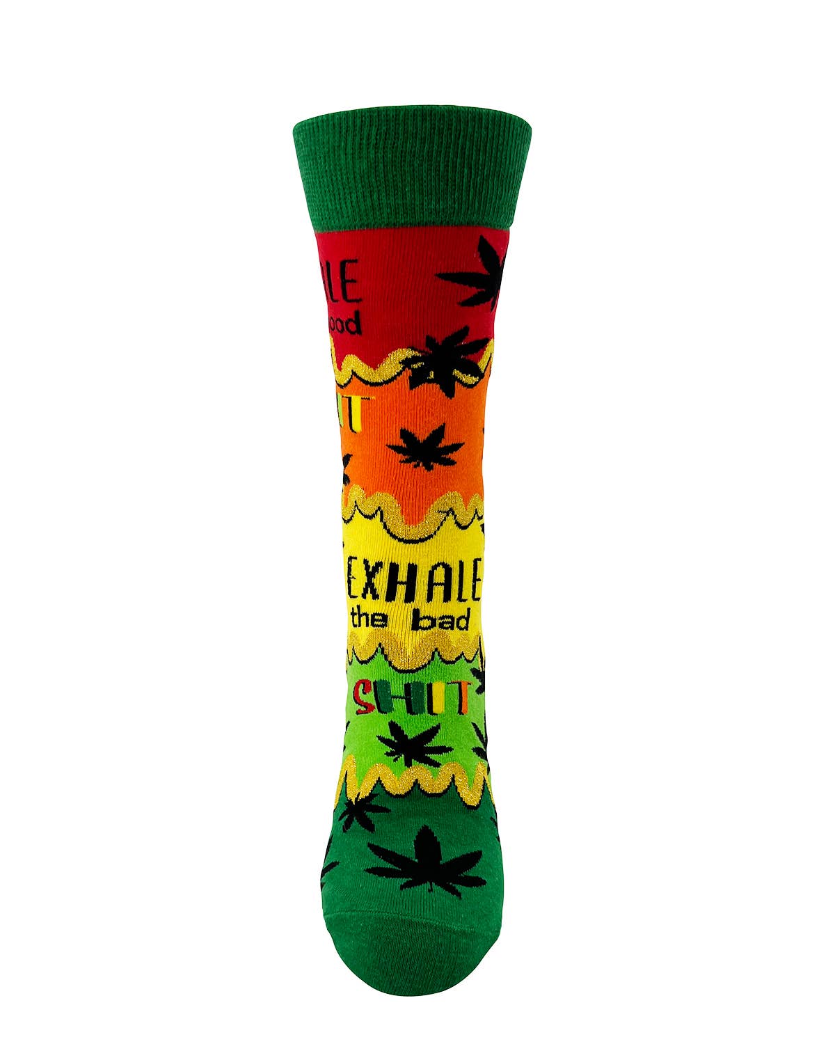 Fabdaz - Vente Chaussettes – femme - Chaussettes femmes « Inhale The Good Shit, Exhale The Bad Shit » avec feuilles de cannabis2