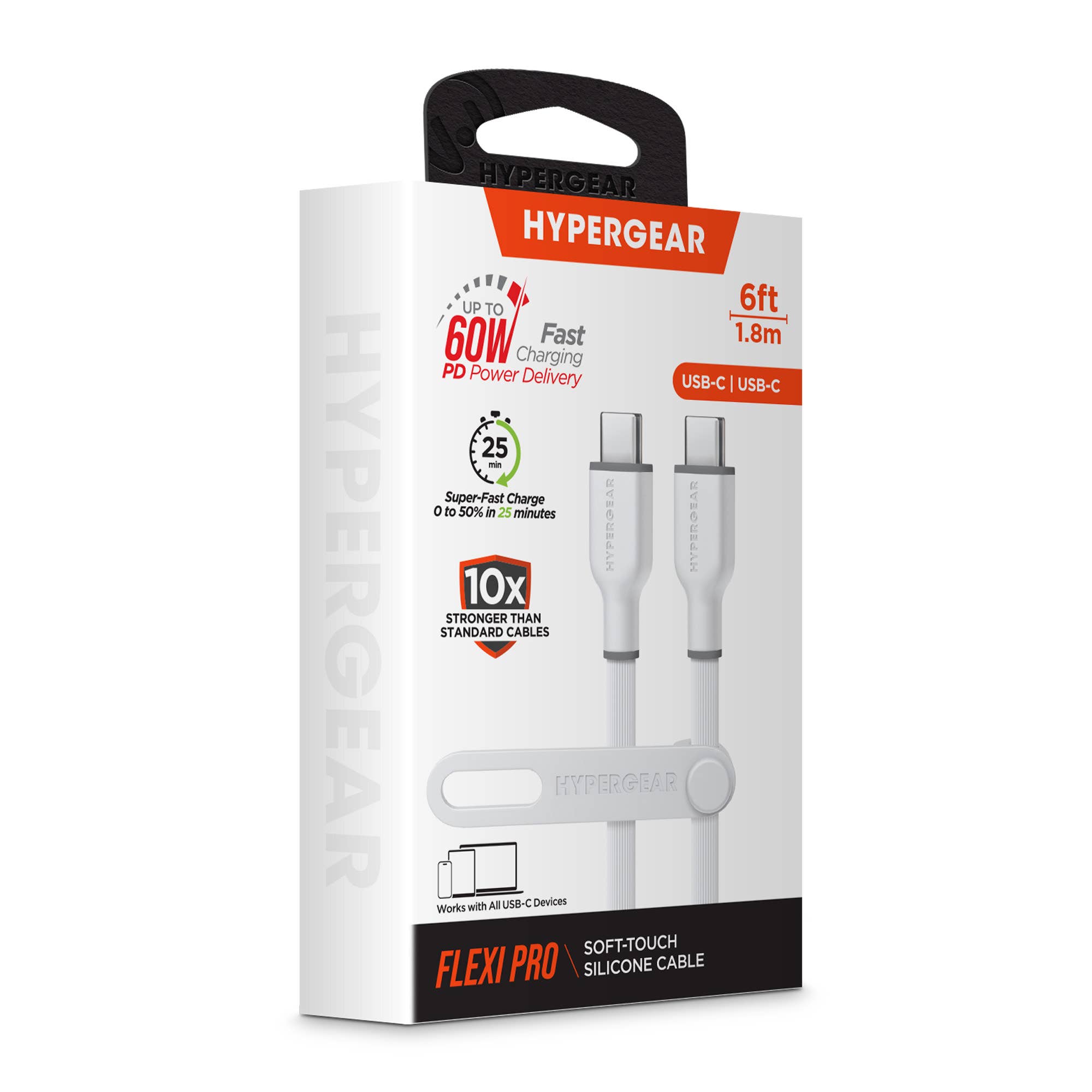 HyperGear - Wholesale Charging Cable - Flexi Pro USB-C to USB-C Soft-Touch Fast Charge Cable 18