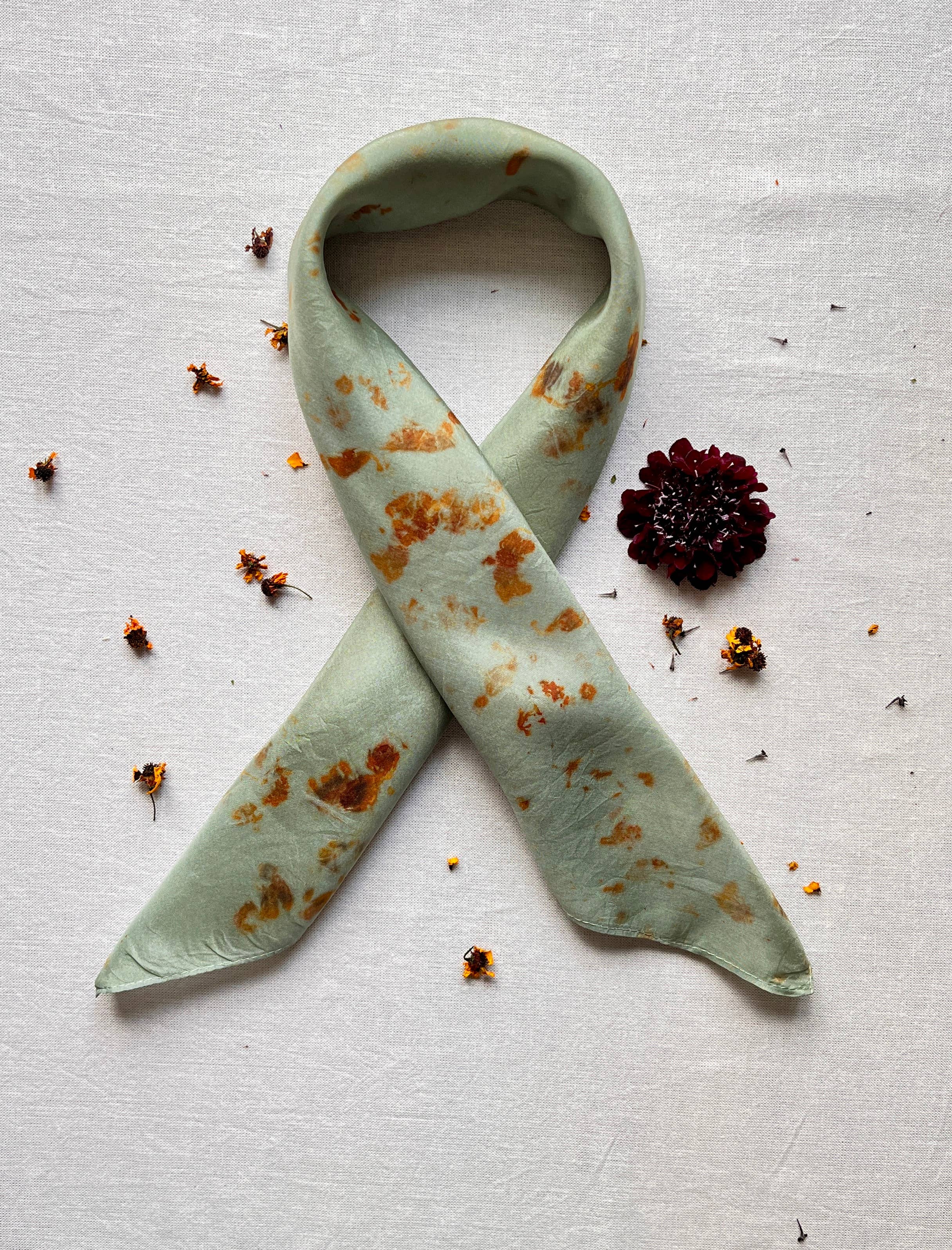 Vive Textiles - Wholesale Scarf - Unisex - Naturally Dyed Silk Bandana Scarf - Moonpetal 2