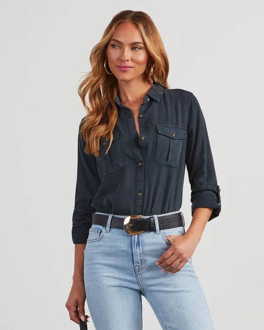 Marayn - Wholesale Button Down Shirt - Women's - Chic 2025 European Fall Casual Denim Shirt Women14