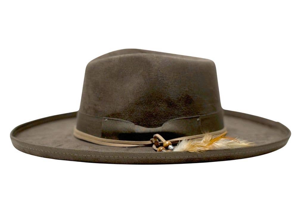 Epoch hats - Vente Chapeau en feutre - femme - Chapeau Fedora à Large Bord avec Ruban Grosgrain et Cordon en Suède4
