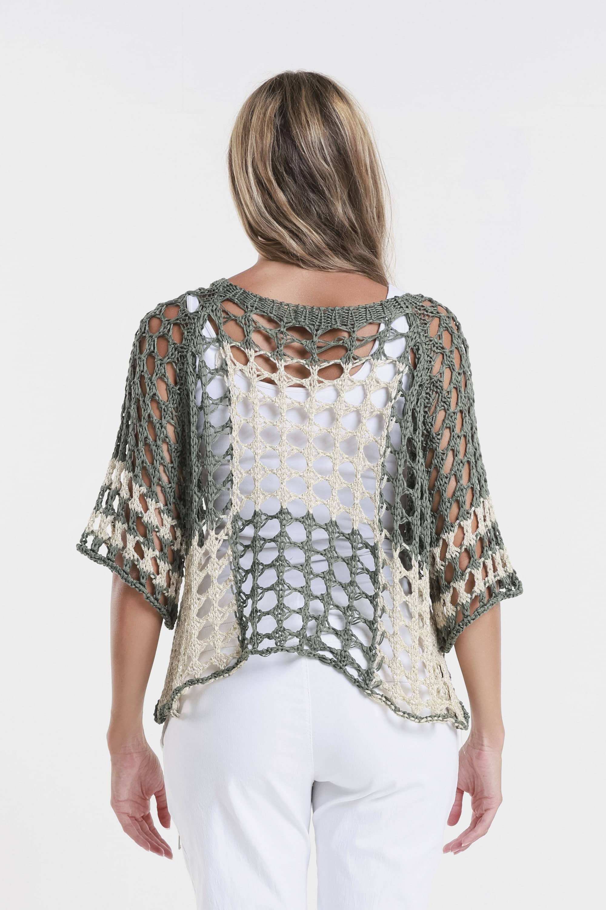 TINA Stephens Italy/Tees By Tina - Vendita all'ingrosso Maglione tricot - Donna - Doris Ballet Slv - Maglia quadrata bicolore (BQ906)15