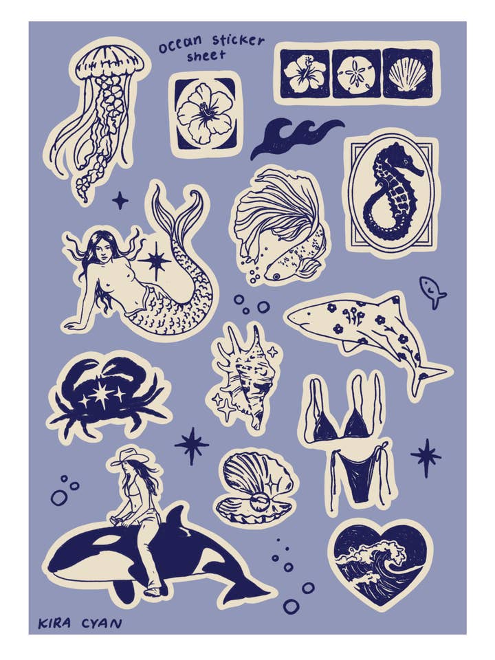 Küsten-Aufkleberbogen für den Großhandel von Kira Cyan