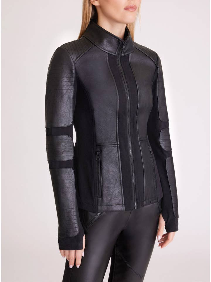 Blanc Noir - Venta al por mayor Chaqueta de cuero - Mujer - Chaqueta Moto JLS con cremallera en la parte delantera