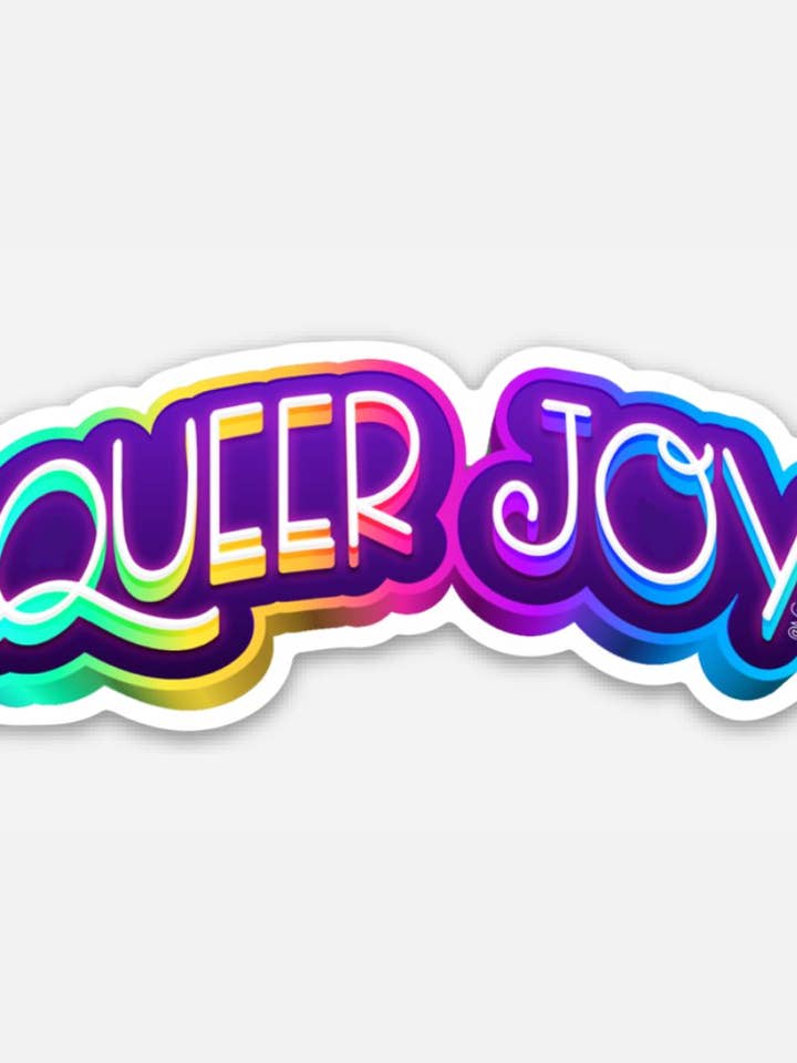 Queer Joy Resistance Rainbow LGBT Matte Waterproof Sticker for wholesale by NatterDoodle