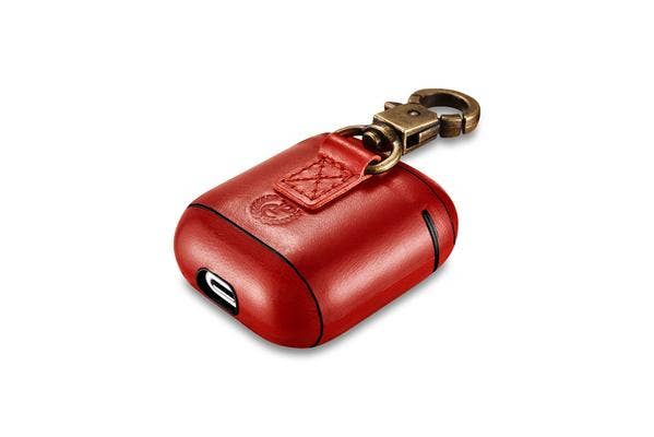 CairPods - Wholesale Airpod/Earbud Case - Men's - Vintage Premium Leather AirPods Case - Red3