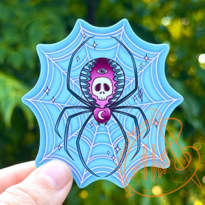 Mystical Spider Sticker, 3”x 3” for wholesale by Amanda Vermeer Art