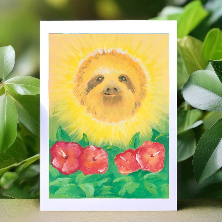 Sloth Tarot Major Arcana Greeting Card - XIX The Sun for wholesale by Bonzo