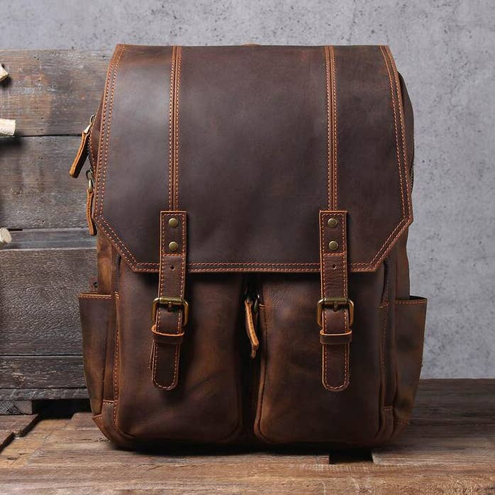 ROCKCOW Handmade Leather Travel Backpack, Designer Backpacks, School Backpack for wholesale by RockCow Leather Studio