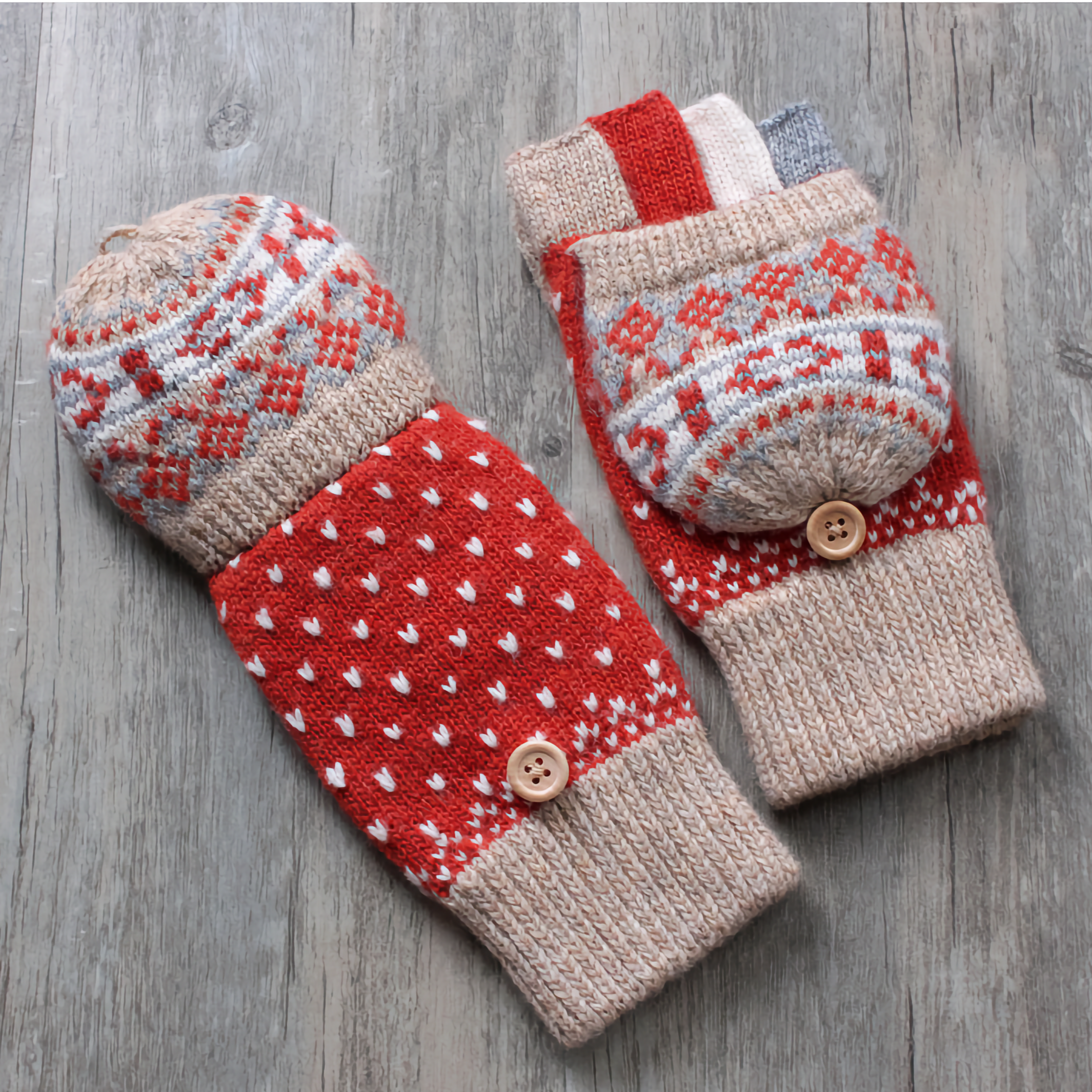 Happy Knits - Vente Gants – femme - Gants en laine pour femmes - Gants d'hiver sans doigts avec rabat13