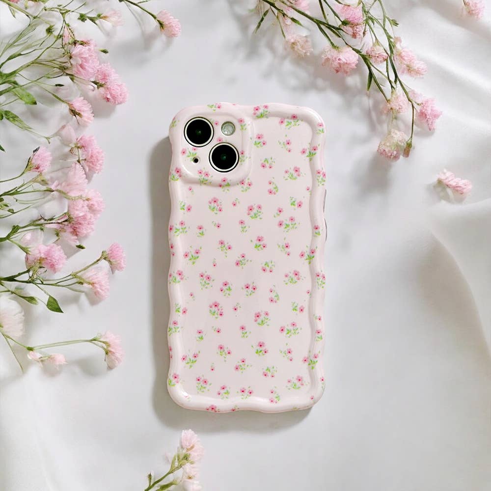 Coconut Lane - Wholesale Phone case – Women’s - Wavy Phone Case - Ditsy Floral Pink