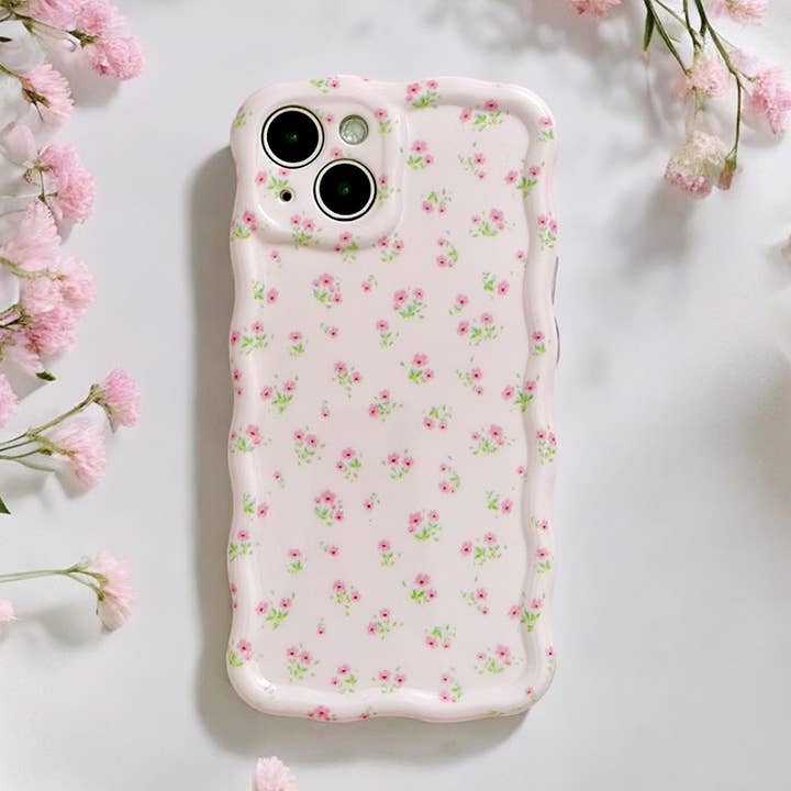 Wavy Phone Case - Ditsy Floral Pink for wholesale by Coconut Lane