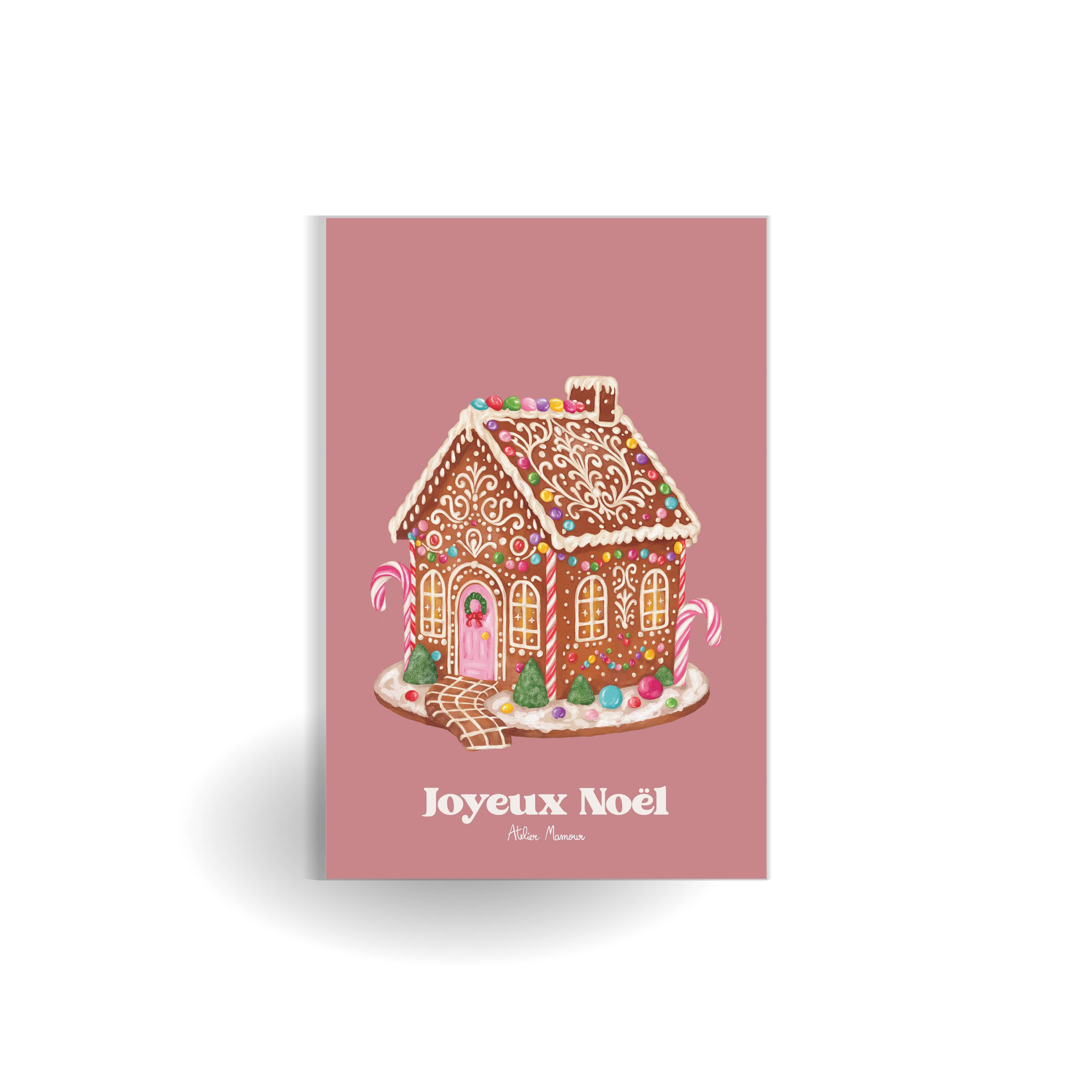 Atelier Mamour - Wholesale Christmas Card - " Merry Christmas - Old Rose Gingerbread "1