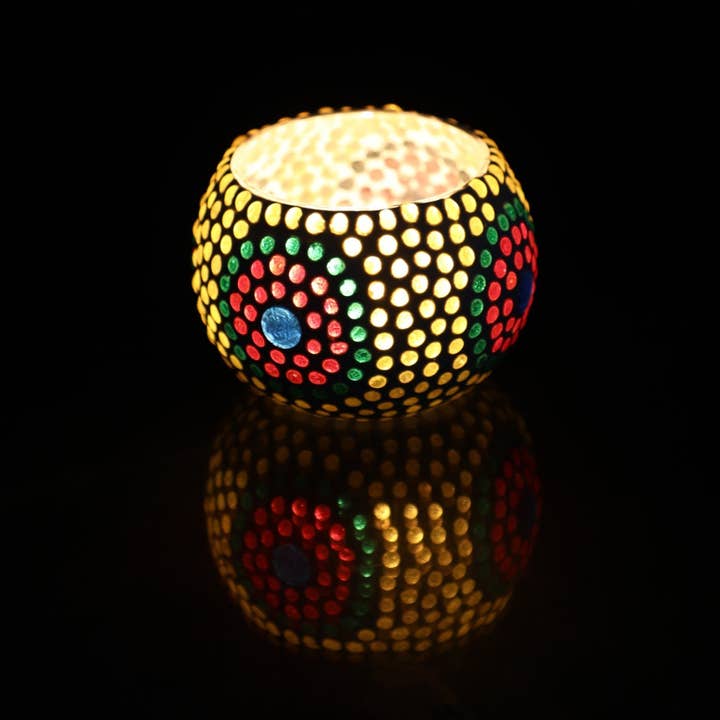 Plutus imports - Wholesale Candle Holder - Set of 3 Mosaic Glass Votive Candle Holders | Handmade color4