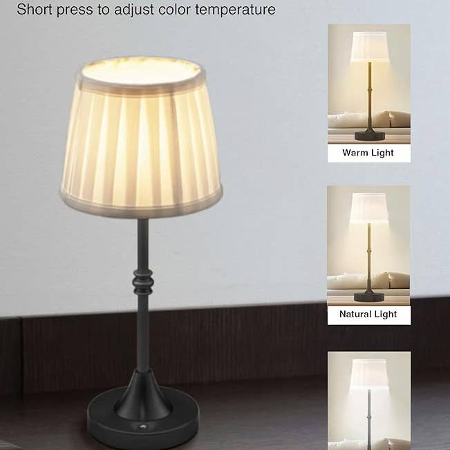 LivingTaste Home Inc - Wholesale Accent/Desk Lamp - Cordless Rechargeable Fabric Shade Bedside Black Lamps