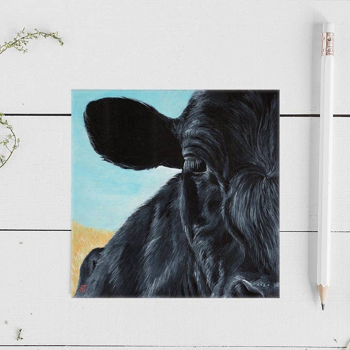 Cow Greeting Card - Fine Art Note Card for wholesale by Sarah Terrell Illustration & Design
