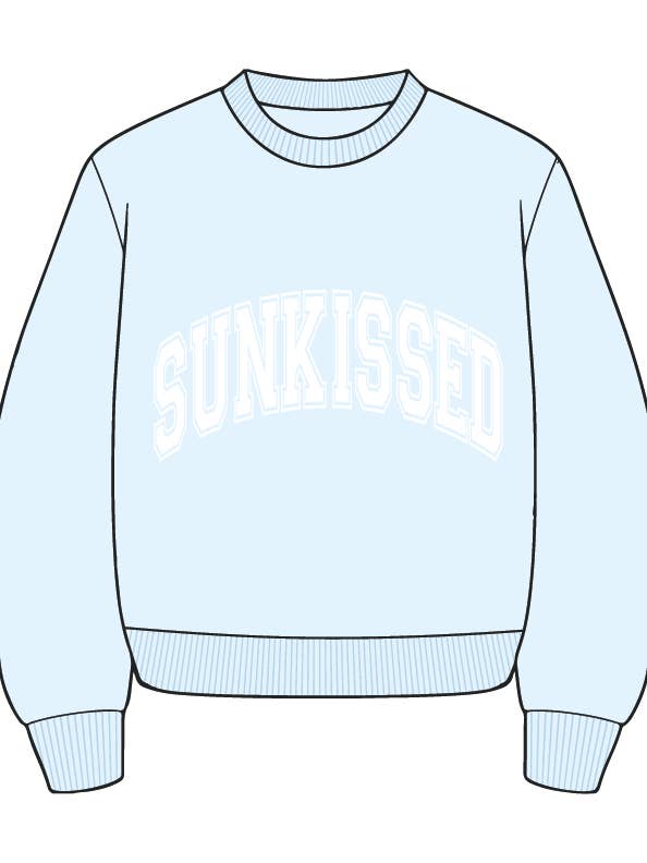 Icy Blue Sunkissed Varsity Embroider Sweatshirt for wholesale on Faire