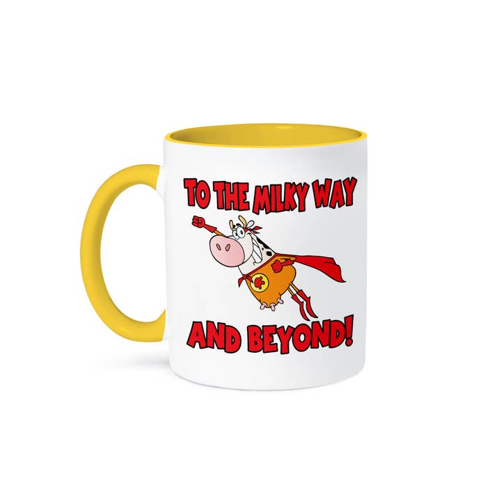 3dRose - Wholesale Coffee Mug - 3dRose, Funny Super Cow Flying To The Milky Way And Beyond Super Hero Cow Milk Humor Cartoon, Mug