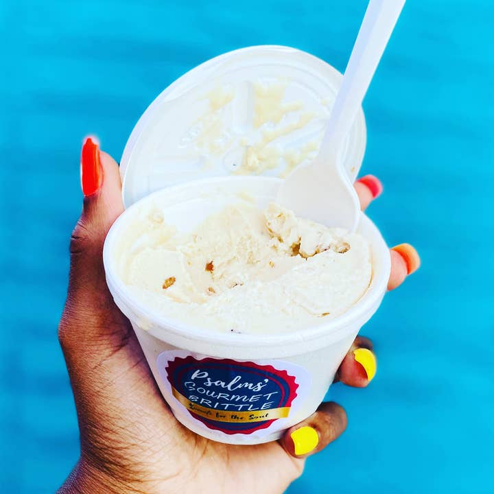 Pecan Brittle Ice Cream (Half Pint) (For local Delivery Only) for wholesale by Psalms Gourmet Brittle