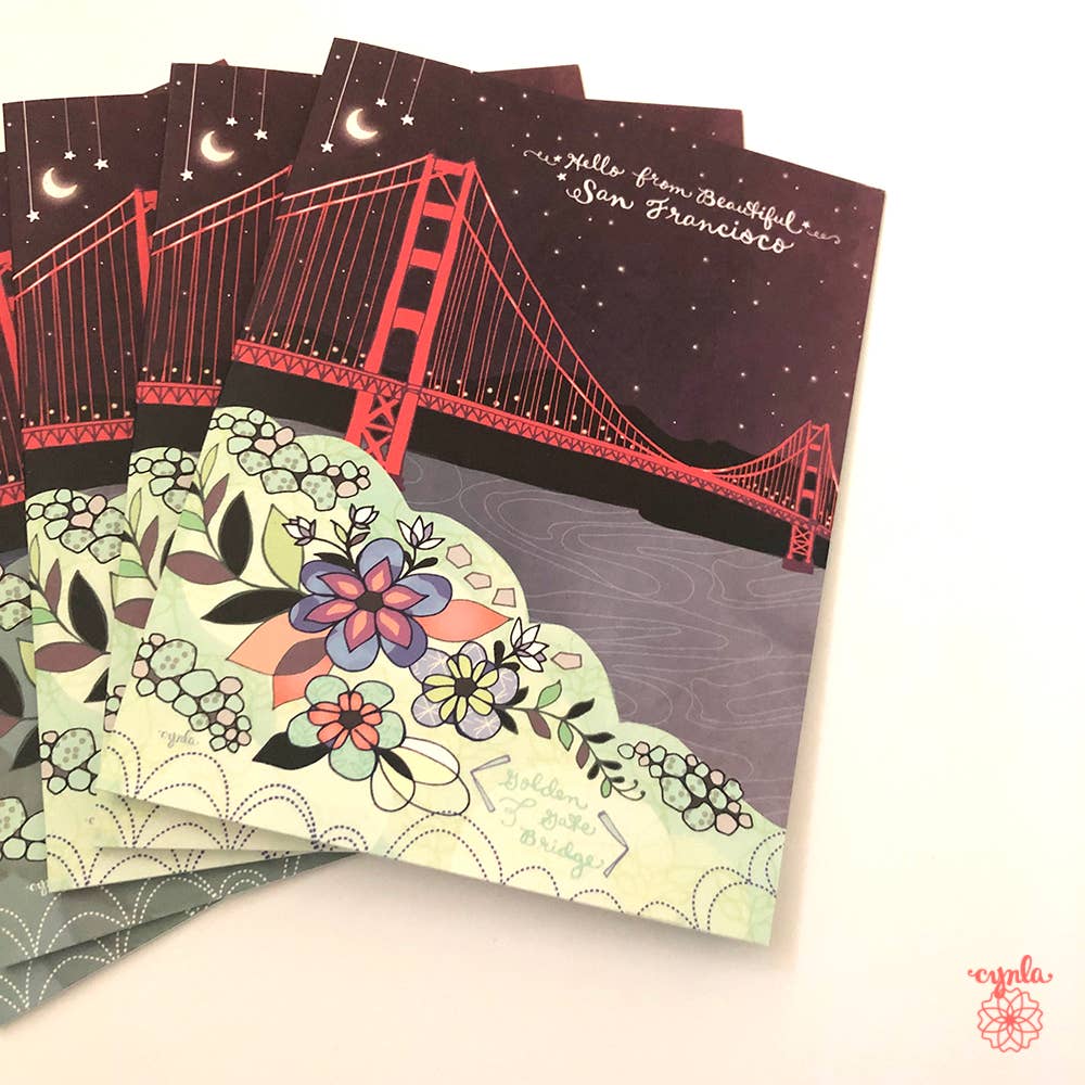 Cynla – Cartão de saudação diária por atacado – CAIXA de 8 cartões comemorativos de São Francisco Golden Gate Bridge4