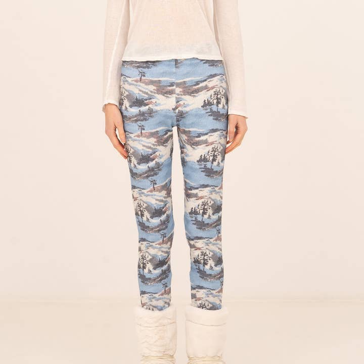 Ski Pass Print Blue Tights for wholesale by CARMEN SAYS