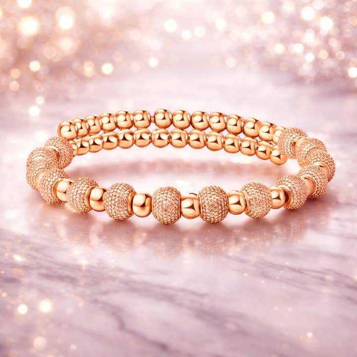 Textured Pavé Ball Accent Stackable Bangle Bracelet for wholesale by Sephla