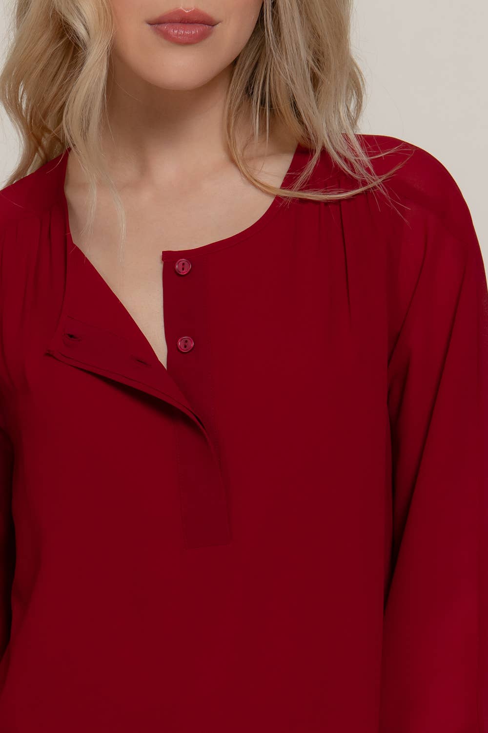 Active Basic | Active USA - Wholesale Blouse - Women's - Long Sleeve Round Neck with Hidden Placket Chiffon Blouse9