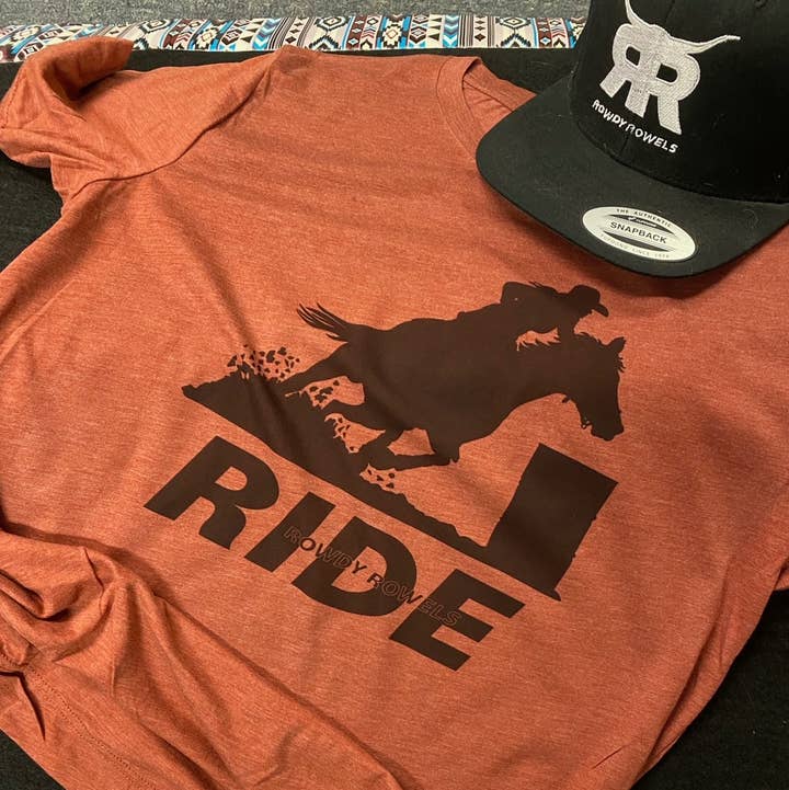 Rowdy Rowels - Wholesale Screen Printed T-Shirt - Women's - Barrel Racing Western Graphic Tee | Rodeo Tee0