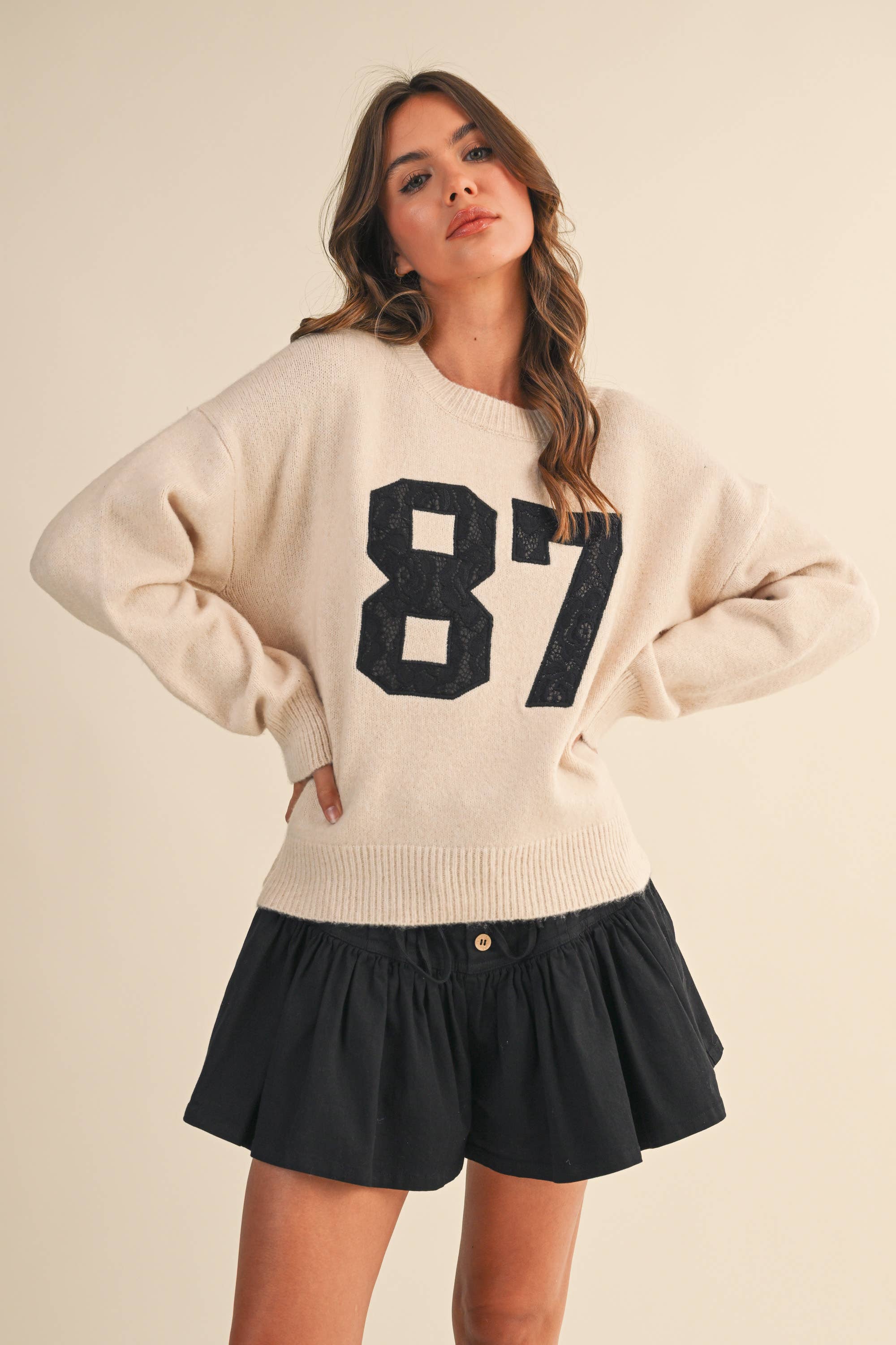 Klesis - Vente Pull en maille – femme - IT4429 87 HAUT EN MAILLE AVEC CONTRASTE DE DENTELLE2