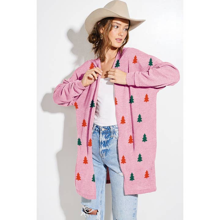 Christmas tree print Knit casual style Cardigan for wholesale by Phil Love