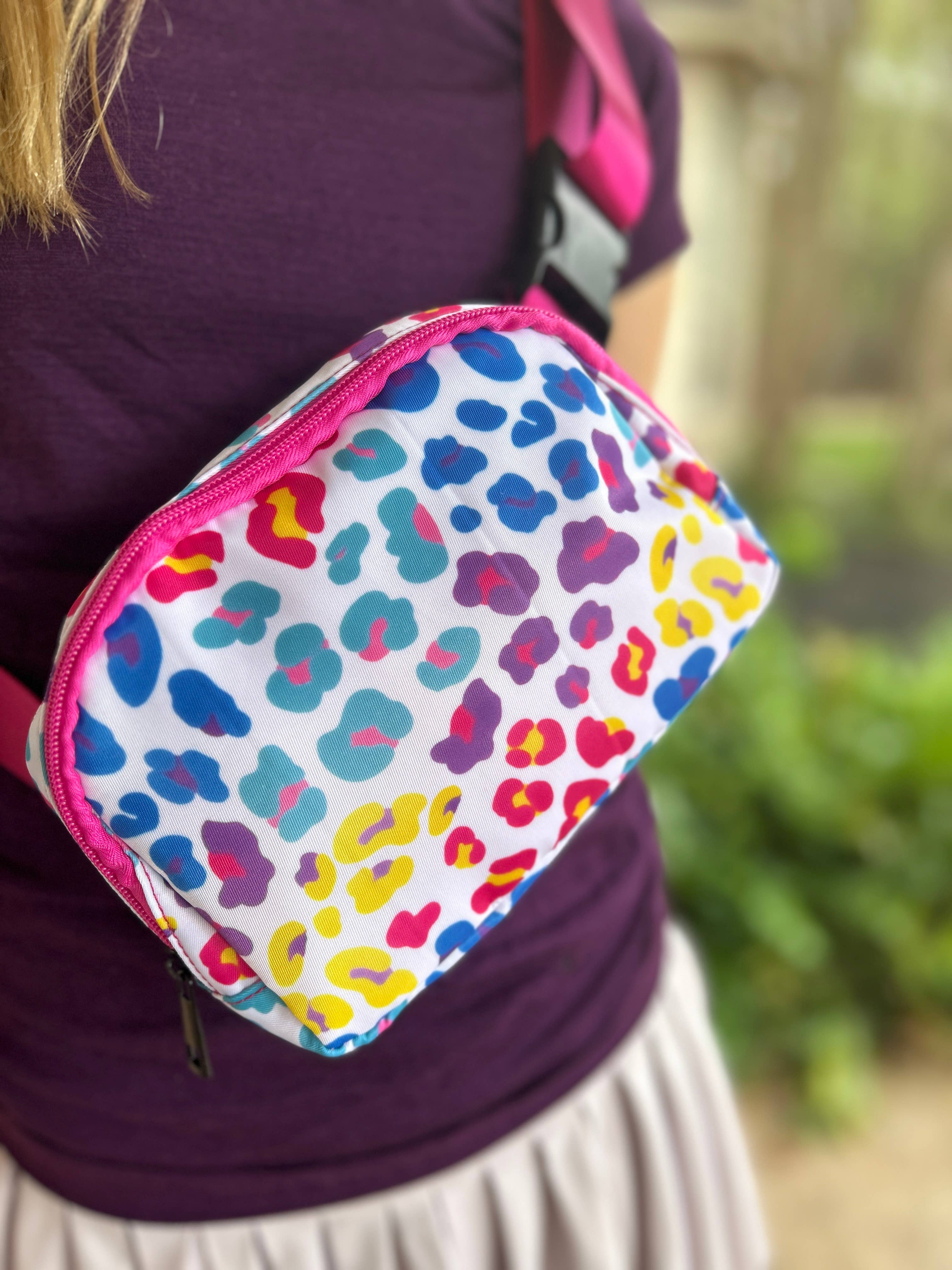 The Spotted Zebras - Wholesale Belt Bag - Women's - Crossbody Belt Bag Fanny Pack - Rainbow Leopard0