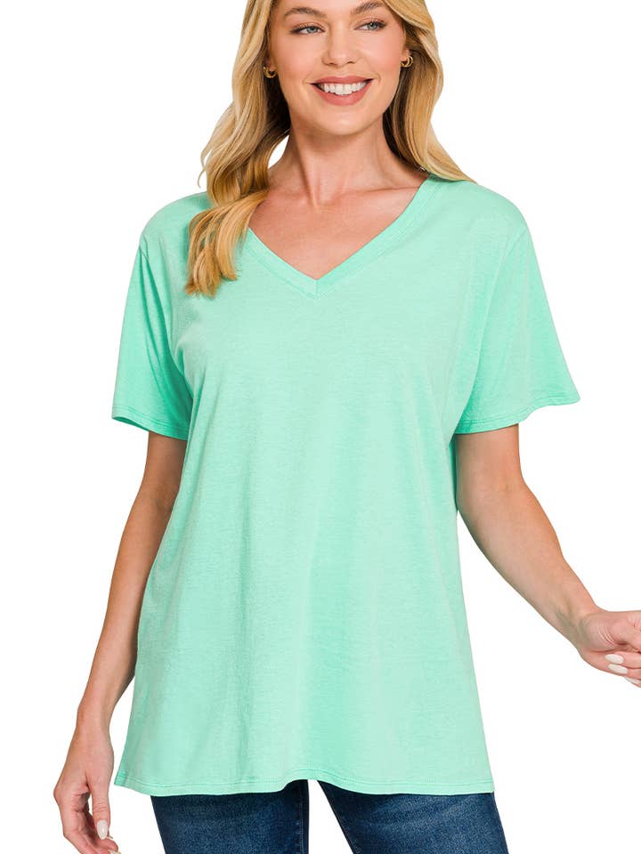 ,,,.....Cotton Short Sleeve Boyfriend V Neck Tee for wholesale by 42POPS