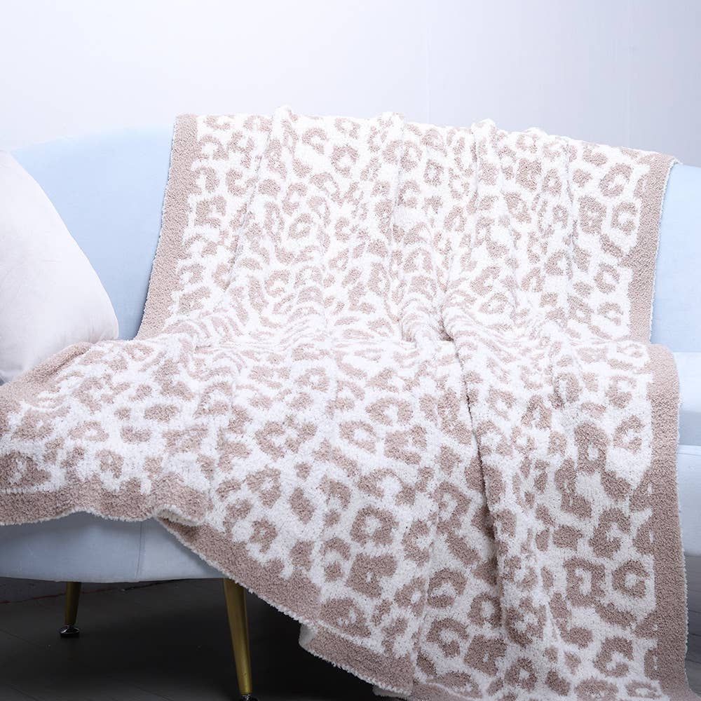 UNISHE - Wholesale Throw Blanket - Leopard Knit Plush Blanket MOQ 3pcs ZZKF38415