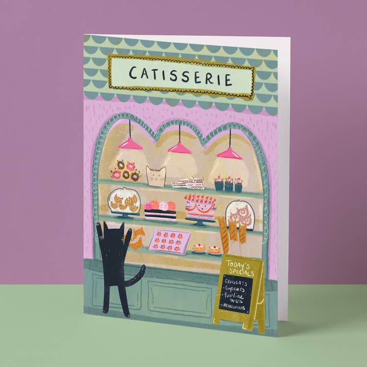 Catisserie Art Cat Card for wholesale by Niaski - Feline Fine Art (USA DUTIES PAID)