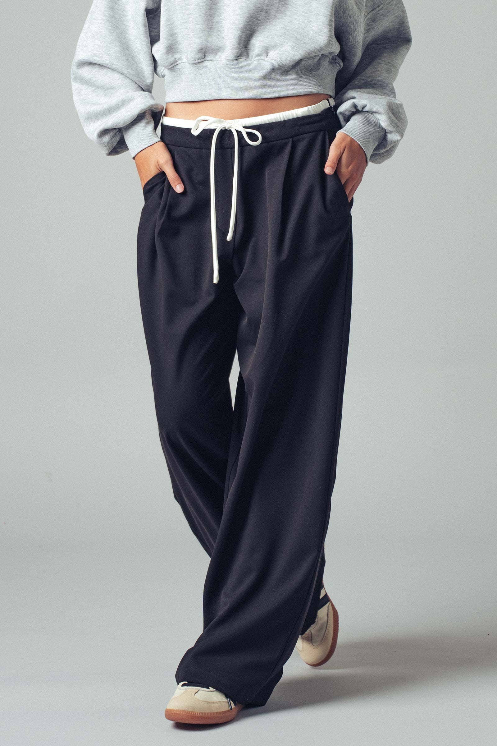 Urban Daizy - Wholesale Pants - Women's - Relaxed Wide-Leg Drawstring Trousers23