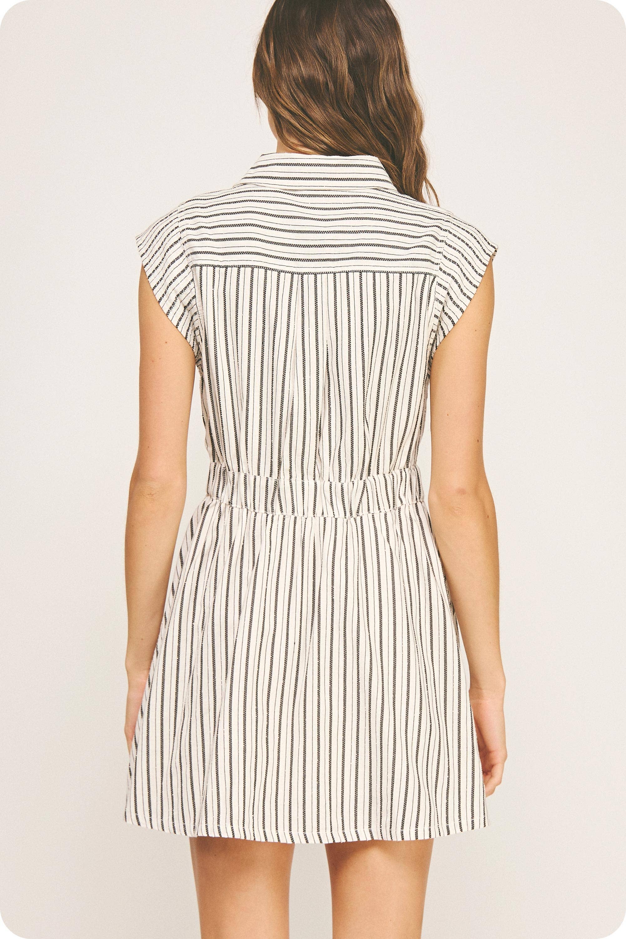 Strut & Bolt - Wholesale Dress - Women's - Top-Stitch Sleeveless Stripe Cotton Mini Dress19
