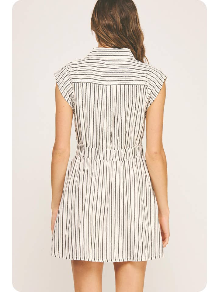 Strut & Bolt - Wholesale Dress - Women's - Top-Stitch Sleeveless Stripe Cotton Mini Dress19