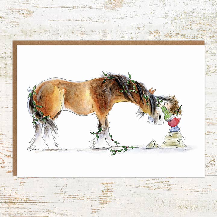 Carte de Noël Clydie Joy Horse - Carte de Noël équestre pour la vente par Pony Nut Gifts