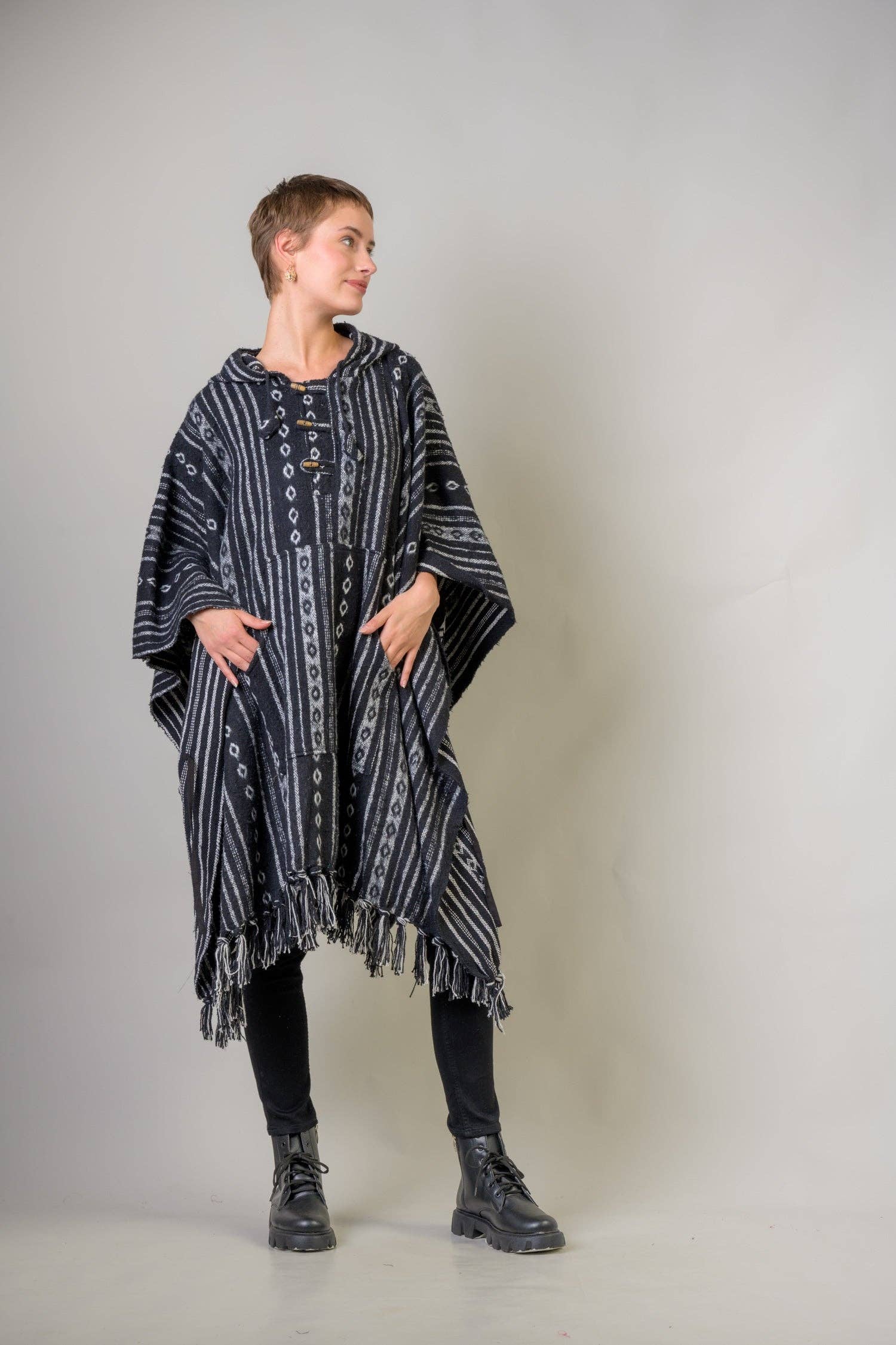 Rhea - Vente Poncho – femme - Poncho en coton à motif Rhea1