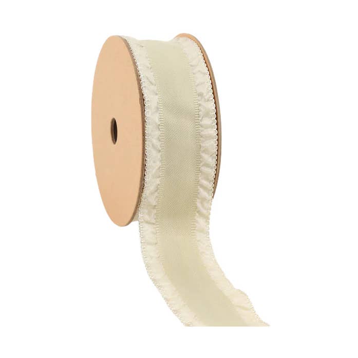 1 1/2" Flæsebånd | Creme | 20 Yard Rulle for engroshandel hos LA Ribbons Wholesale
