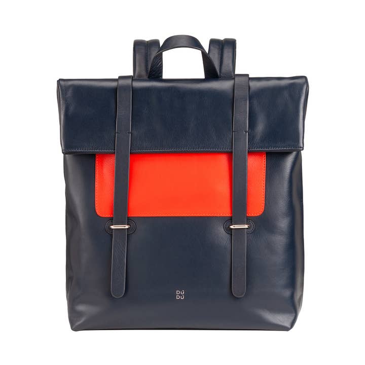 Dudu Leather Backpack Rucksack Coloured Navy for wholesale by dudu