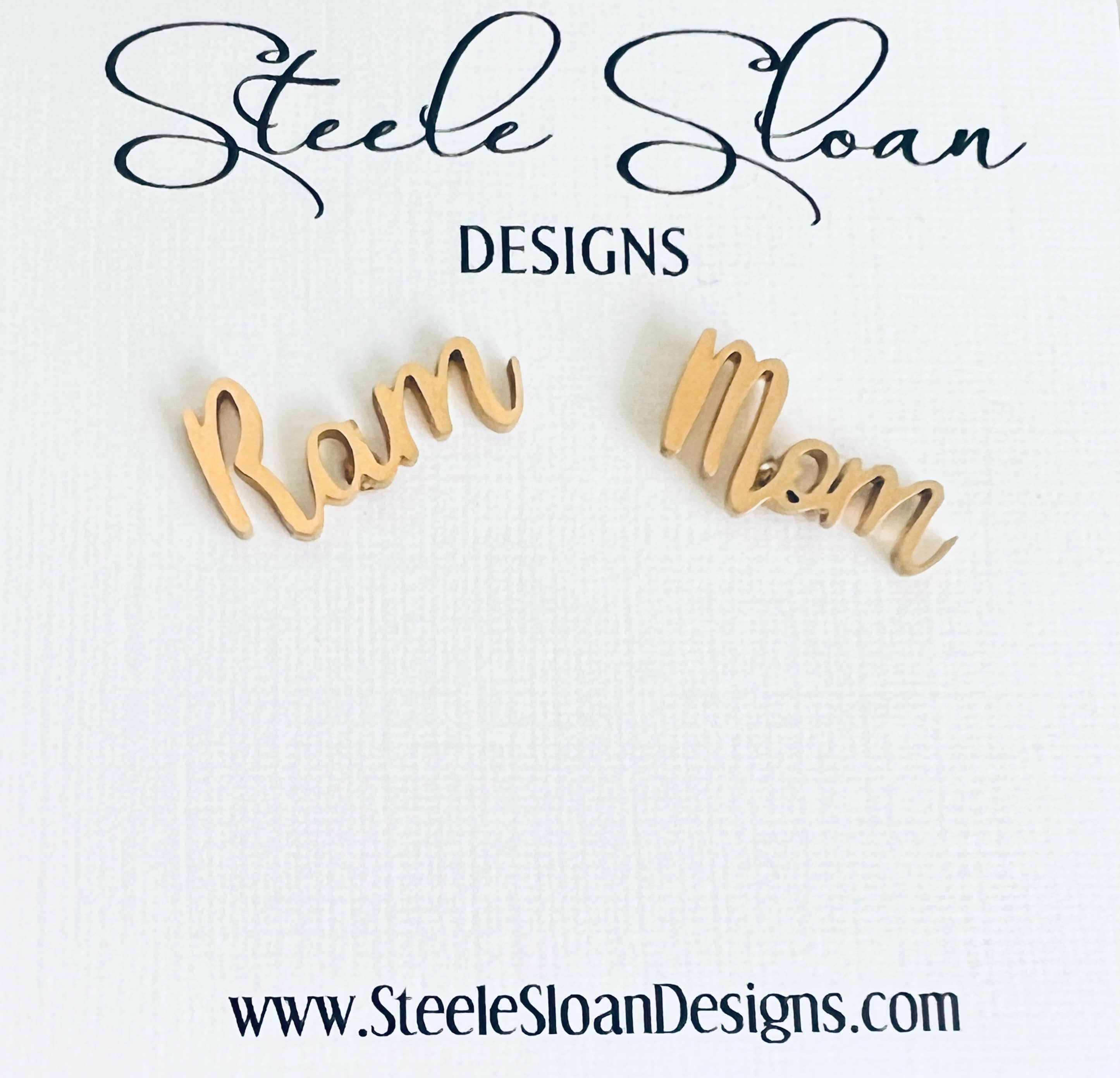 Steele Sloan Designs - Wholesale Stud/Post Earrings - Ram Mom Earrings - Go Rams! Gift for Mom, Cute Gift Rams0