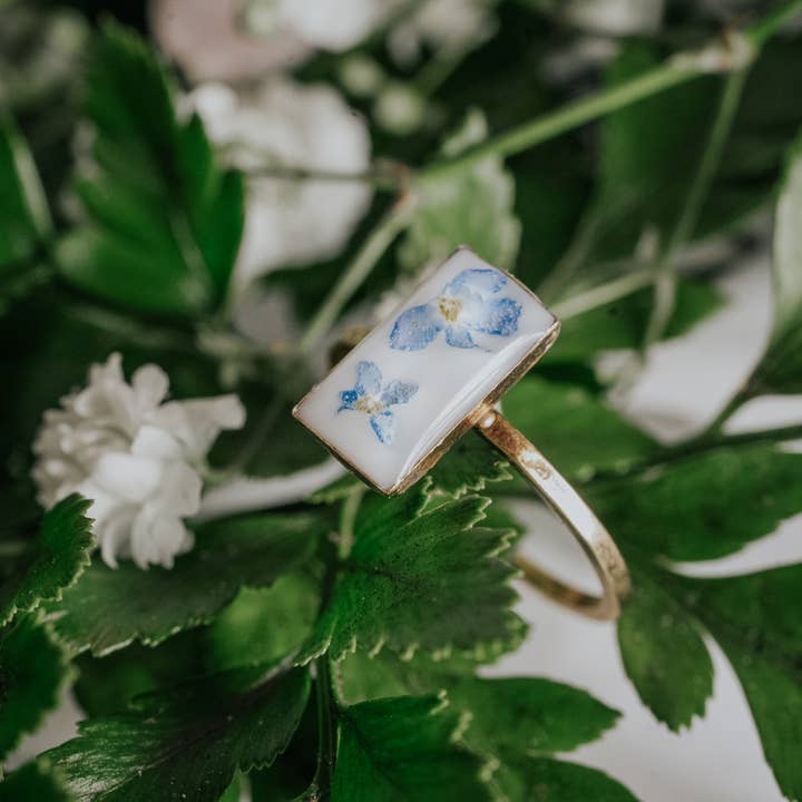 Forget Me Not Botanical Ring for wholesale by Ephemera