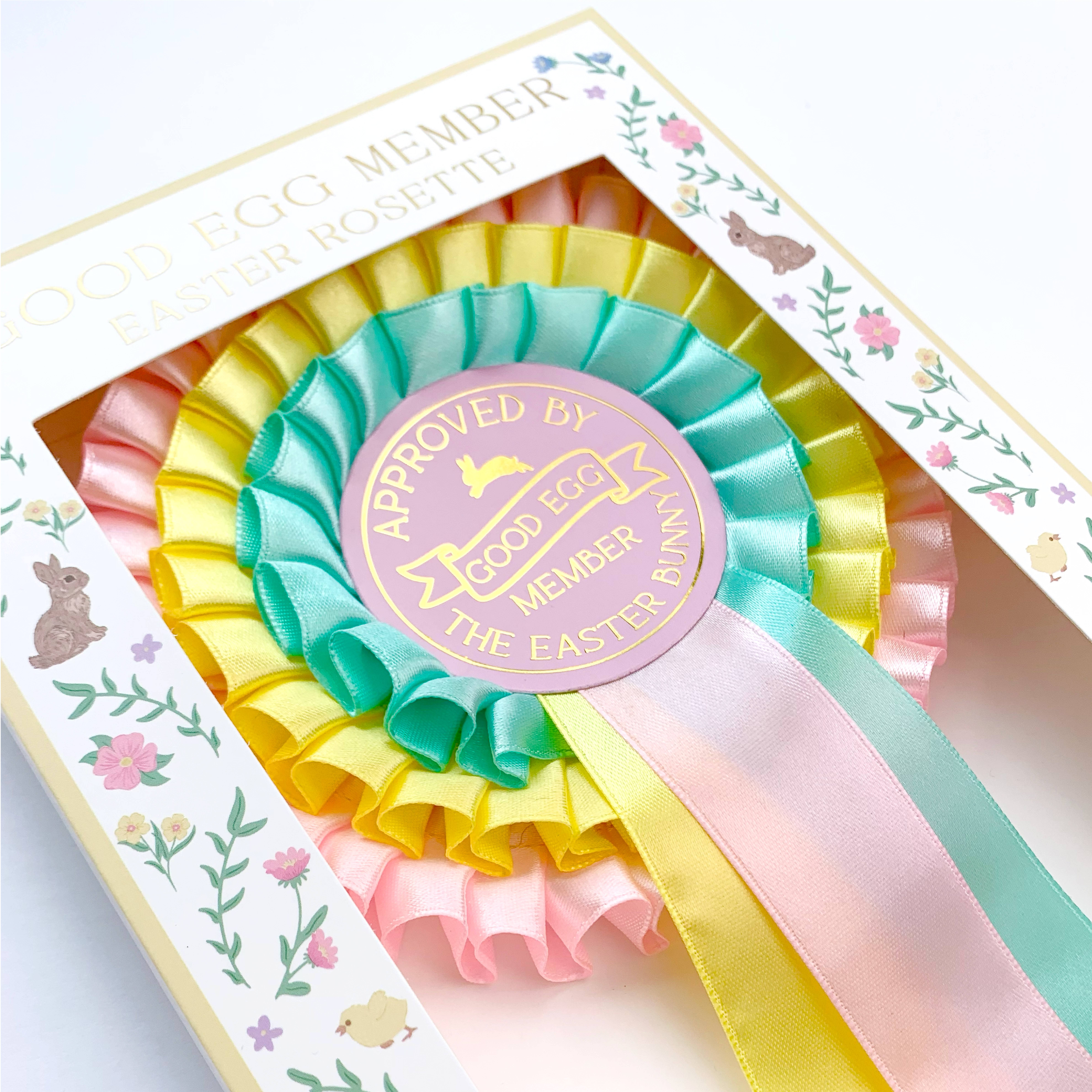 Black Bow Studio - Wholesale Decal - Party Decorations - Good Egg Member Easter Rosette Badge Pastel Multi3
