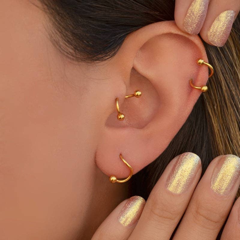 StockJWL - Vendita all'ingrosso Orecchini singoli - Piercing a Spirale Ritorto Piercing a Spirale Orecchini a Spirale in Acciaio Ondulato per Trago, Elica e Cartilagine Oro Argento Nero7