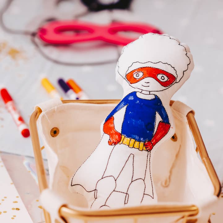 Tiny Owls Gift Co. - Wholesale Doll - Kids - Kids Superhero Color Me Doll Kit (Straight Haired Boy)