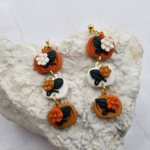 Pink Pumpkins - Full Color Earrings MDF / Small 1.5 in Tall / 10 Sets