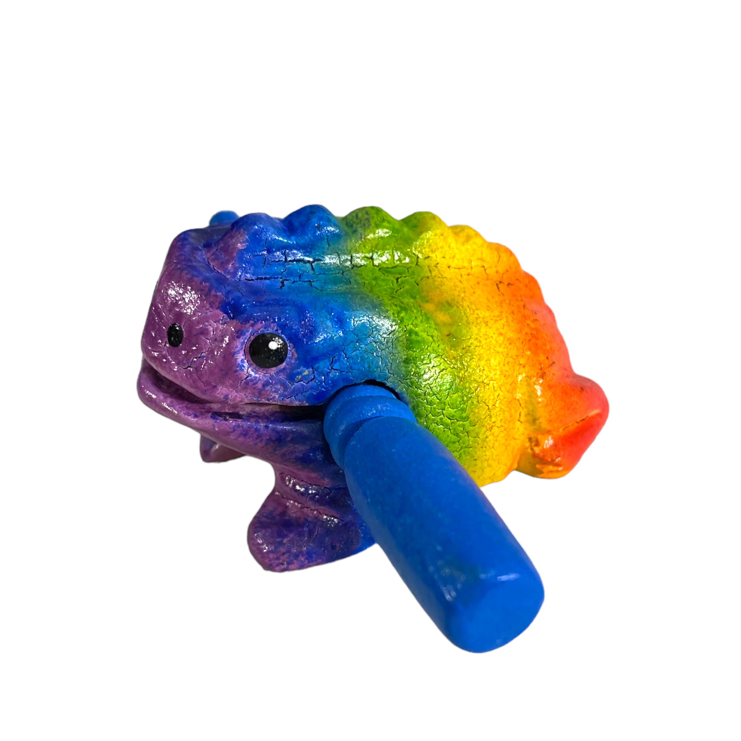 Music Frog Co - Vendita all'ingrosso Gioco musicale - Bambini e neonati - Strumento a percussione rana musicale in legno arcobaleno piccolo da 2"4